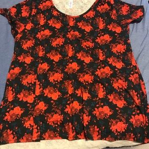 3X Lularoe red floral Classic Tee